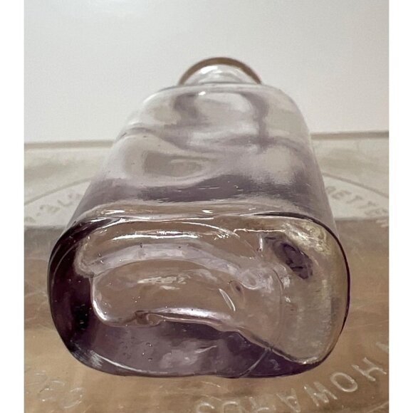 Vintage Clear Purple Tint Glass Bottle Embossed Apothecary Style - Picture 4 of 5